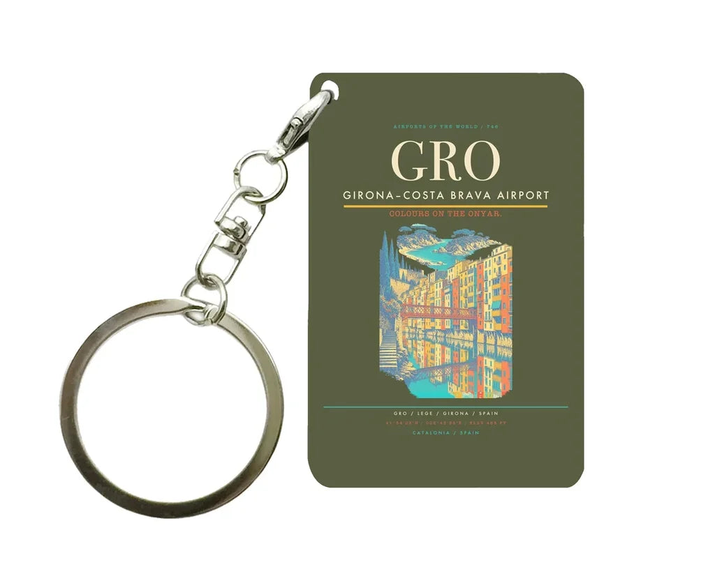 Girona–Costa Brava Airport (GRO) design on green army key chain