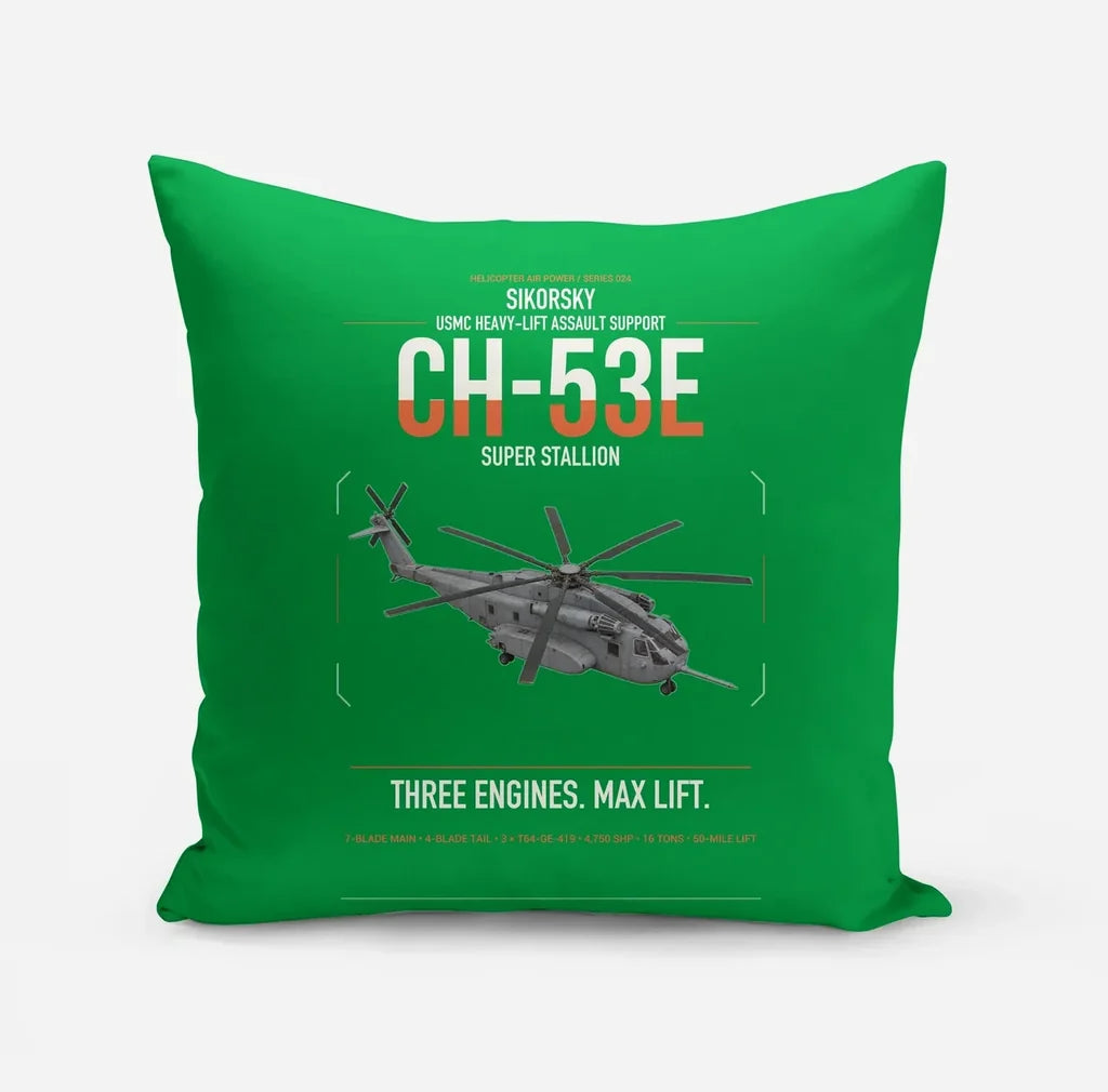 Sikorsky CH-53E Super Stallion design on green pillow