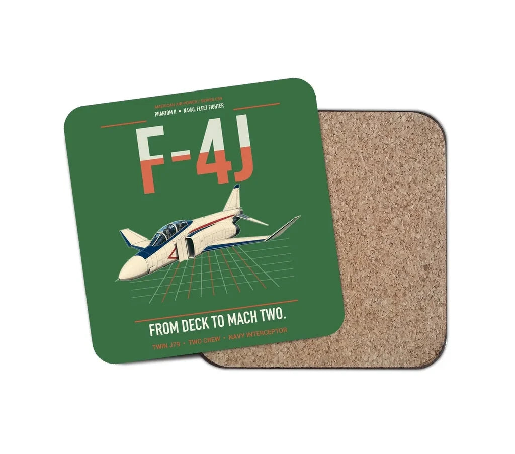 F-4J Phantom II design on green 1 piece coaster