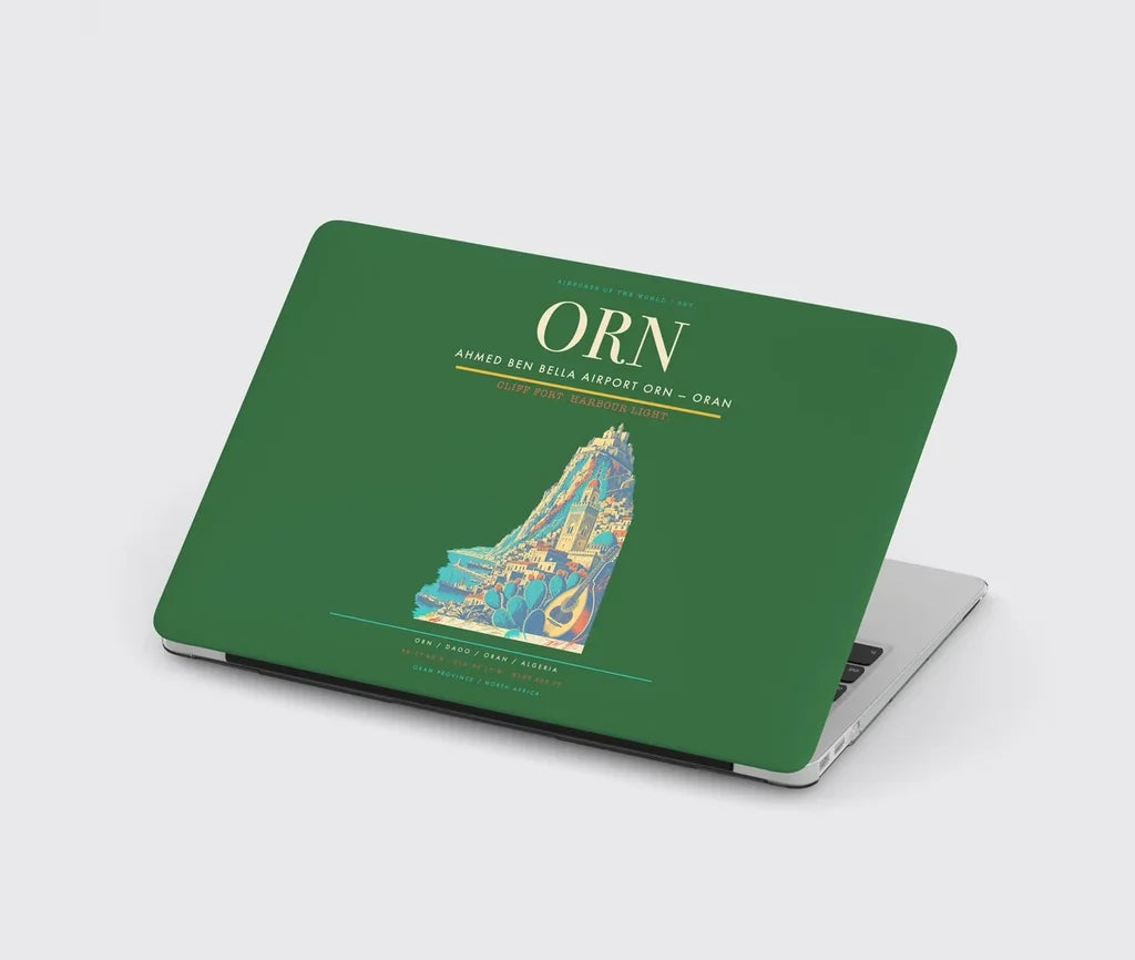 Ahmed Ben Bella Airport (ORN) design on green MacBook case