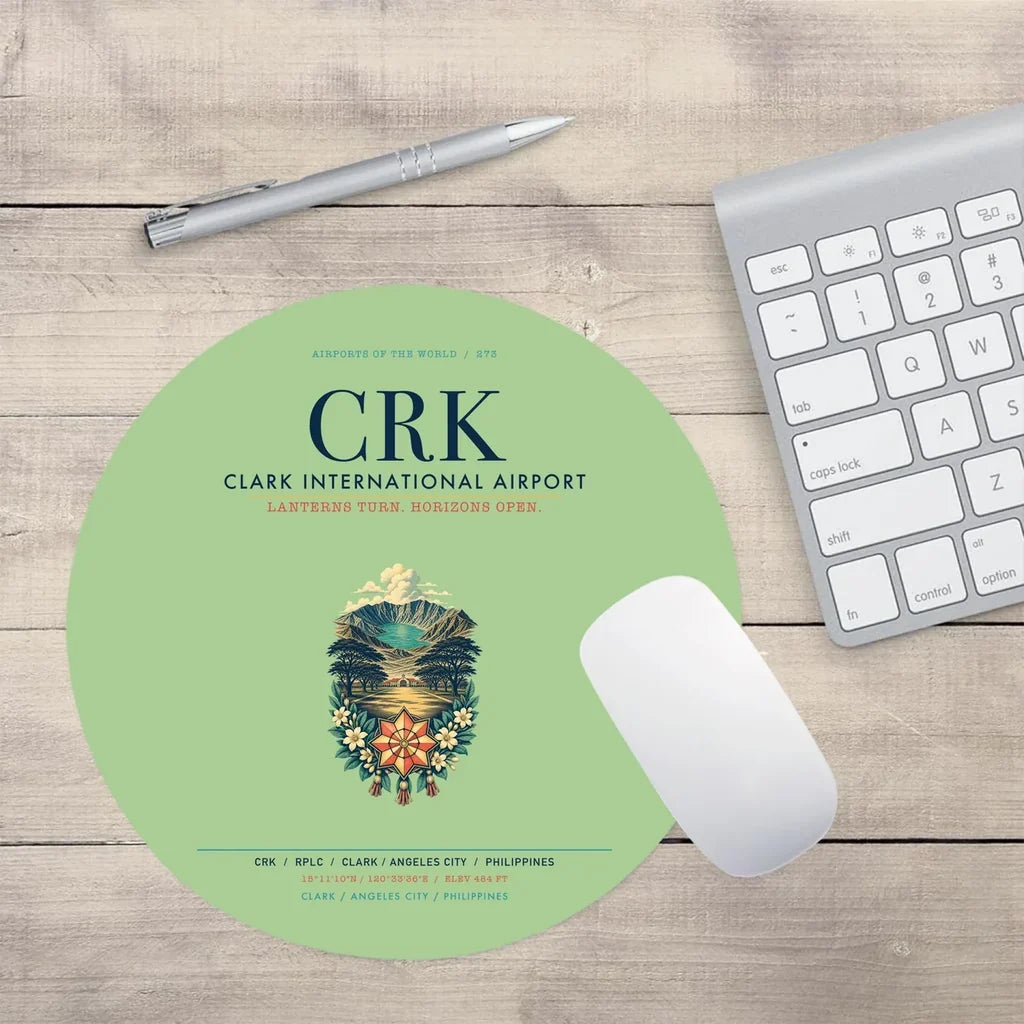 Clark International Airport (CRK) design on light green round mouse pad
