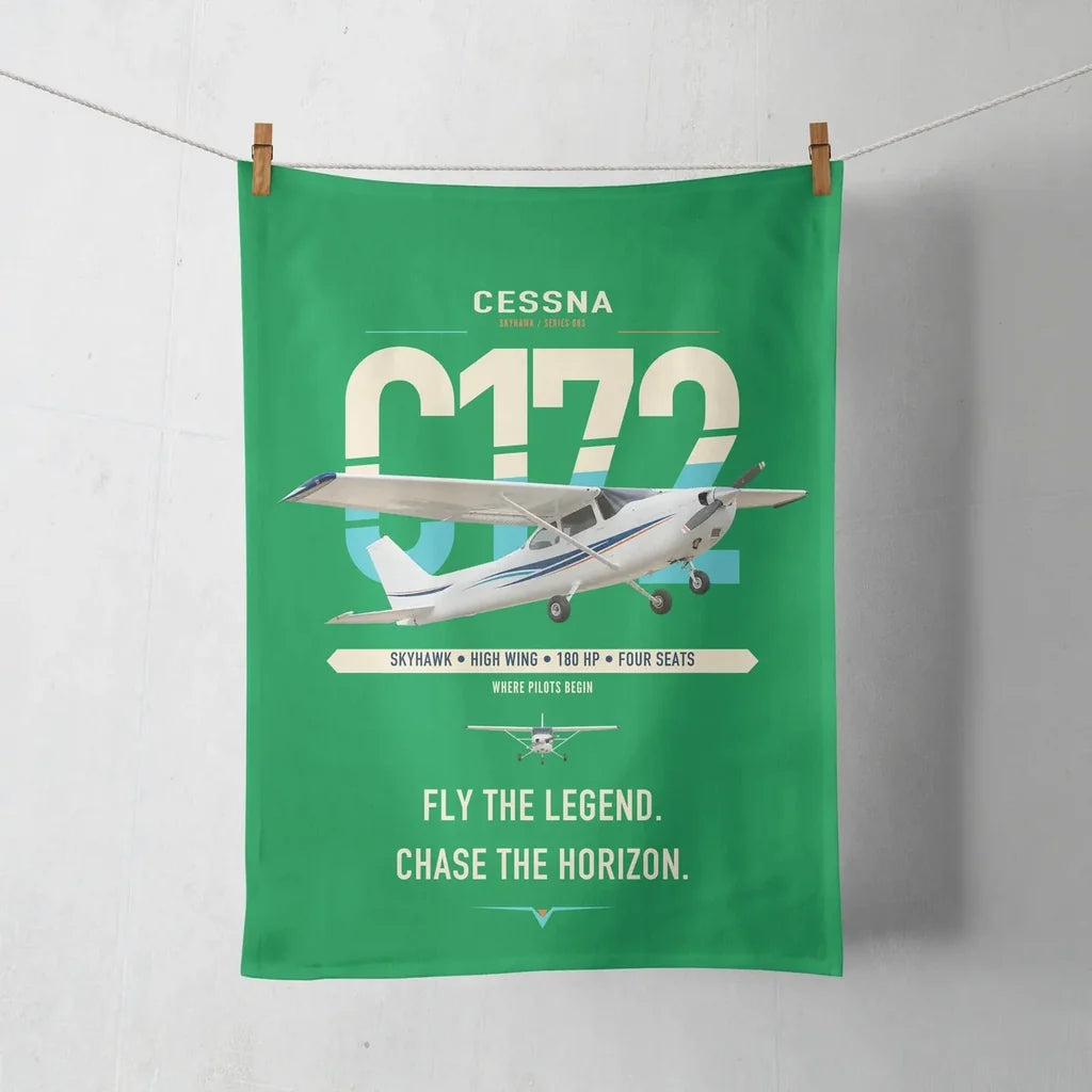 Cessna 172 Skyhawk design on green towel