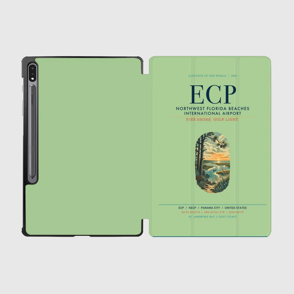 Northwest Florida Beaches International Airport (ECP) design on light green samsung tablet tablet case