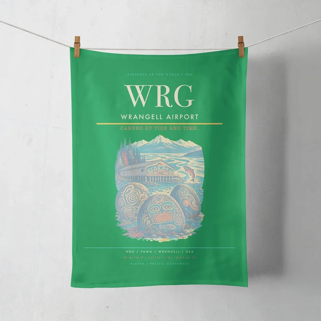 Wrangell Airport (WRG) design on green towel