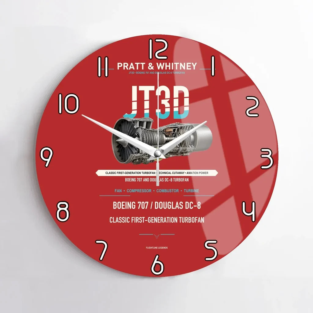 JT3D design on red no frame wall clock