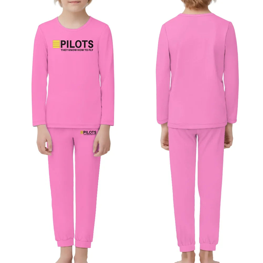 Pilots They Know How To Fly children pajamas - Pink
