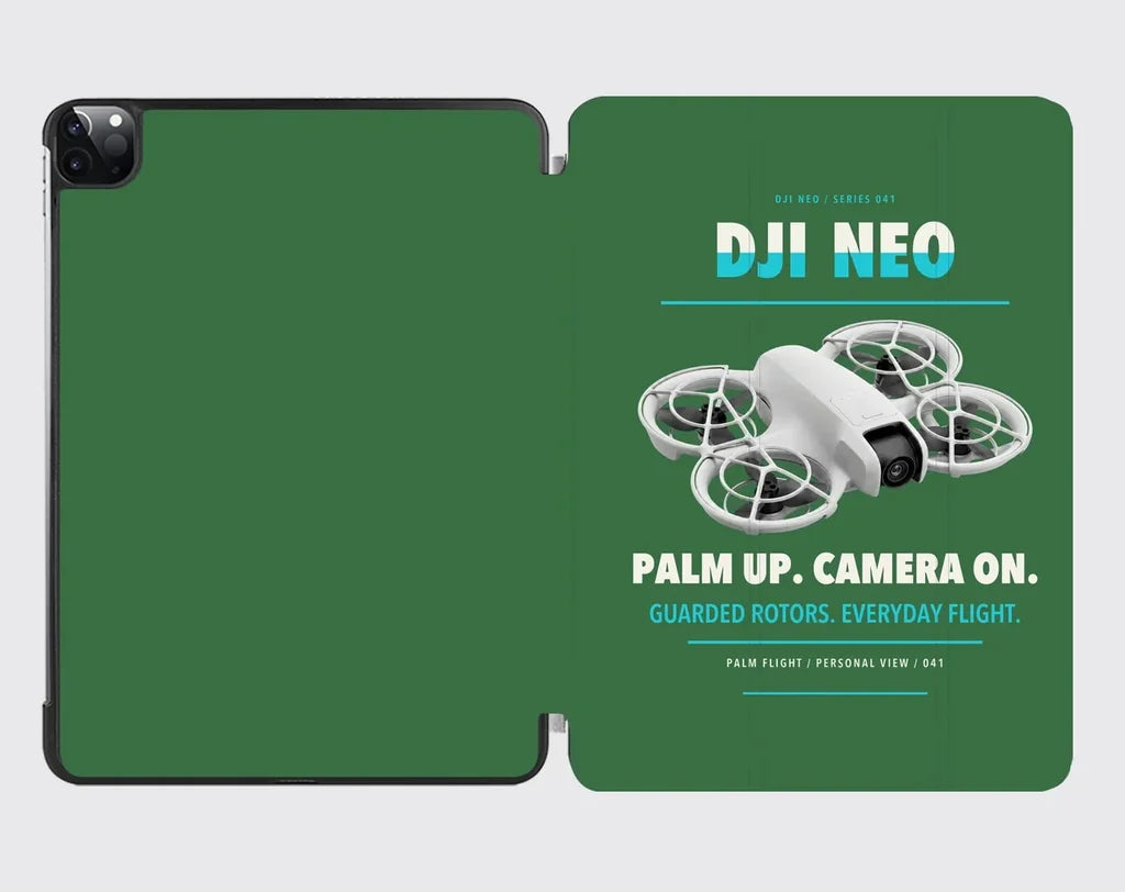 DJI Neo design on green ipad tablet case
