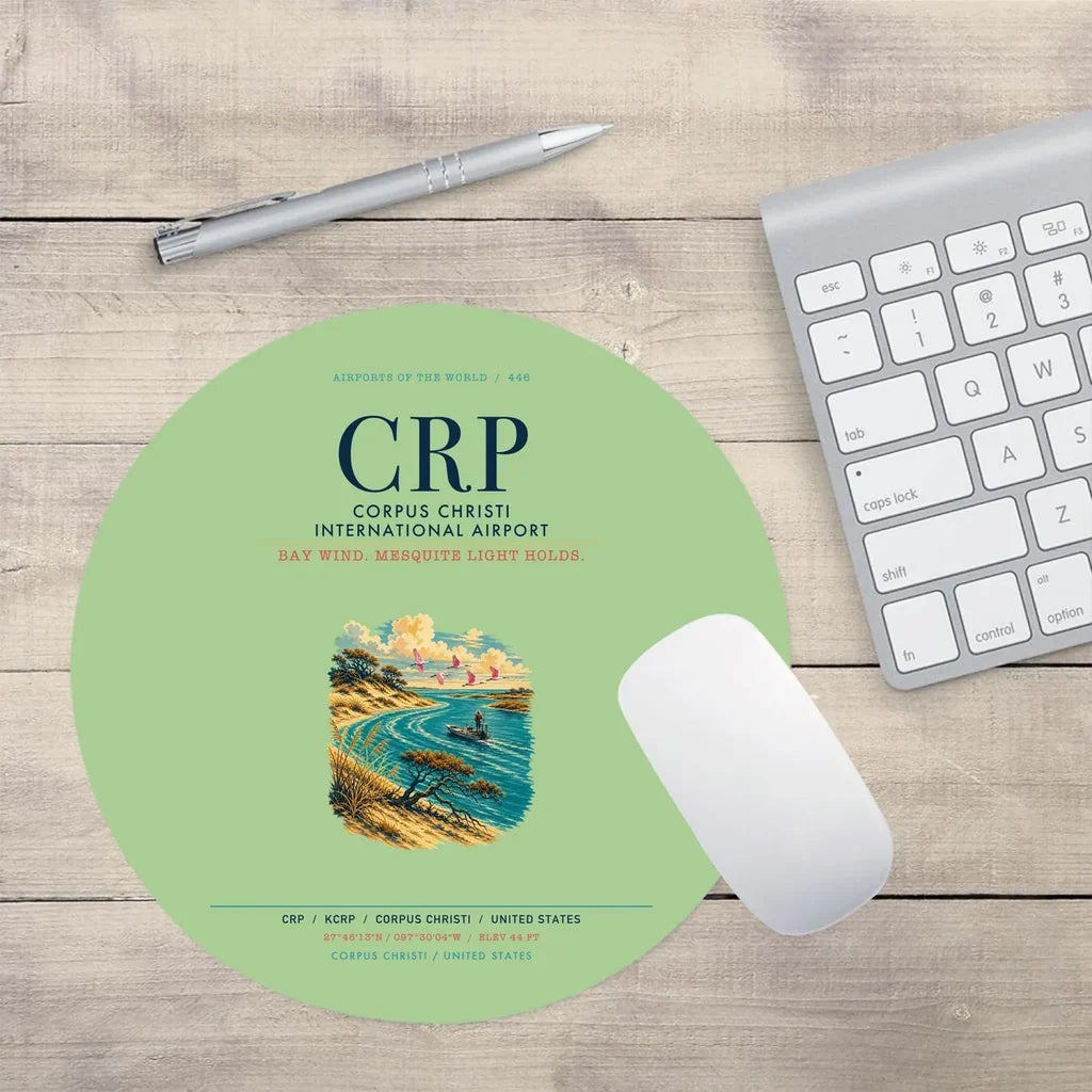 Corpus Christi International Airport (CRP) design on light green round mouse pad