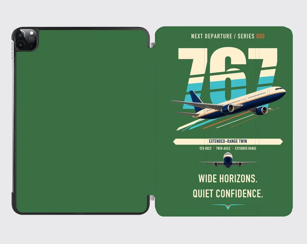 Boeing 767-300ER design on green ipad tablet case