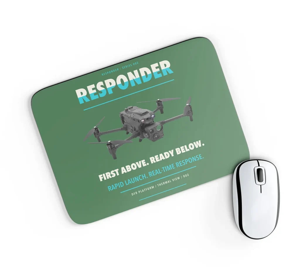 BRINC Responder design on green rectangle mouse pad