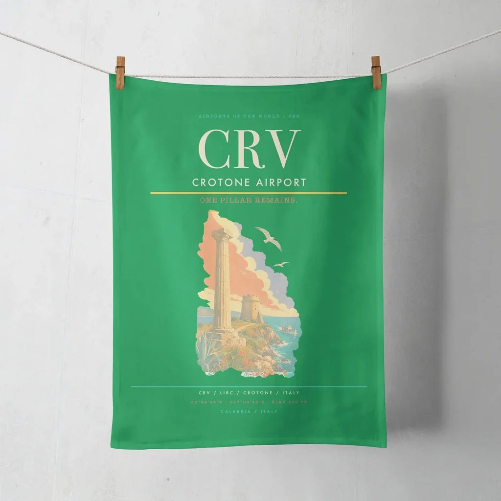 Crotone Airport (CRV) design on green towel