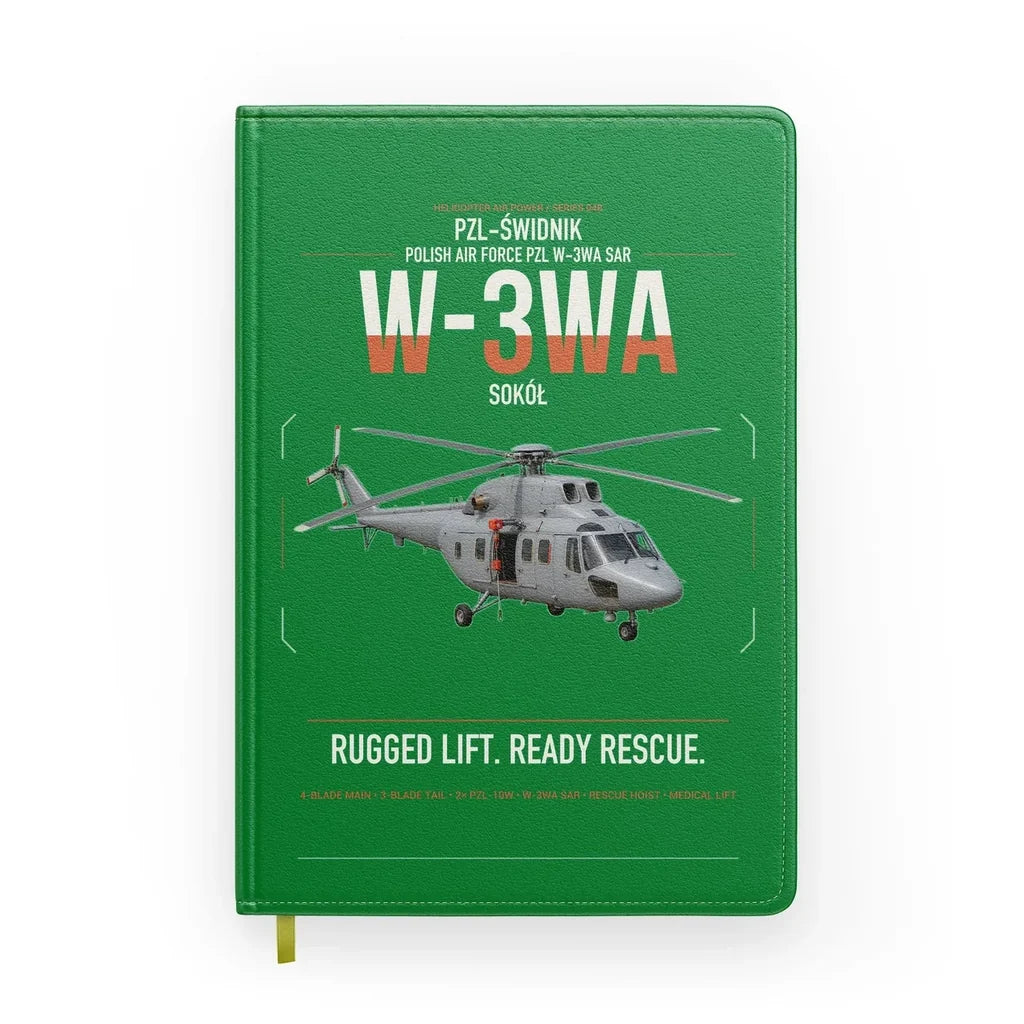 PZL-Świdnik W-3WA Sokół design on green notebook