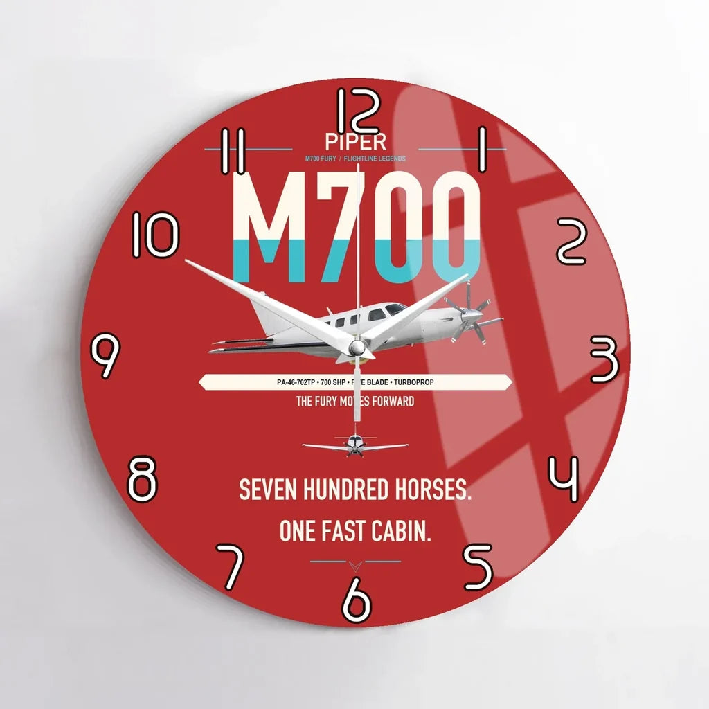 Piper M700 Fury design on red no frame wall clock
