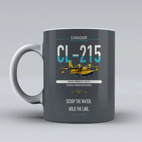 Thumbnail for Canadair CL-215 design on gray ceramic mug, double-side print