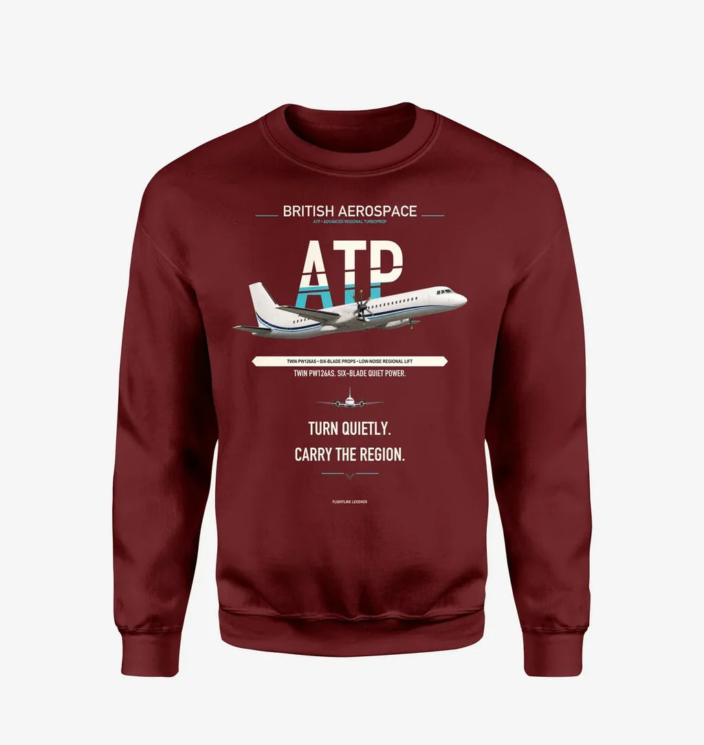 British Aerospace ATP design on wine red sweatshirt