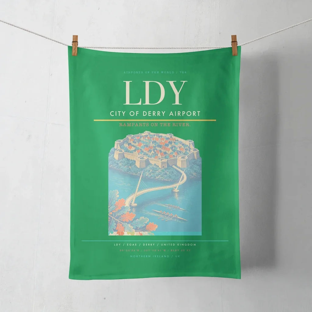 City of Derry Airport (LDY) design on green towel