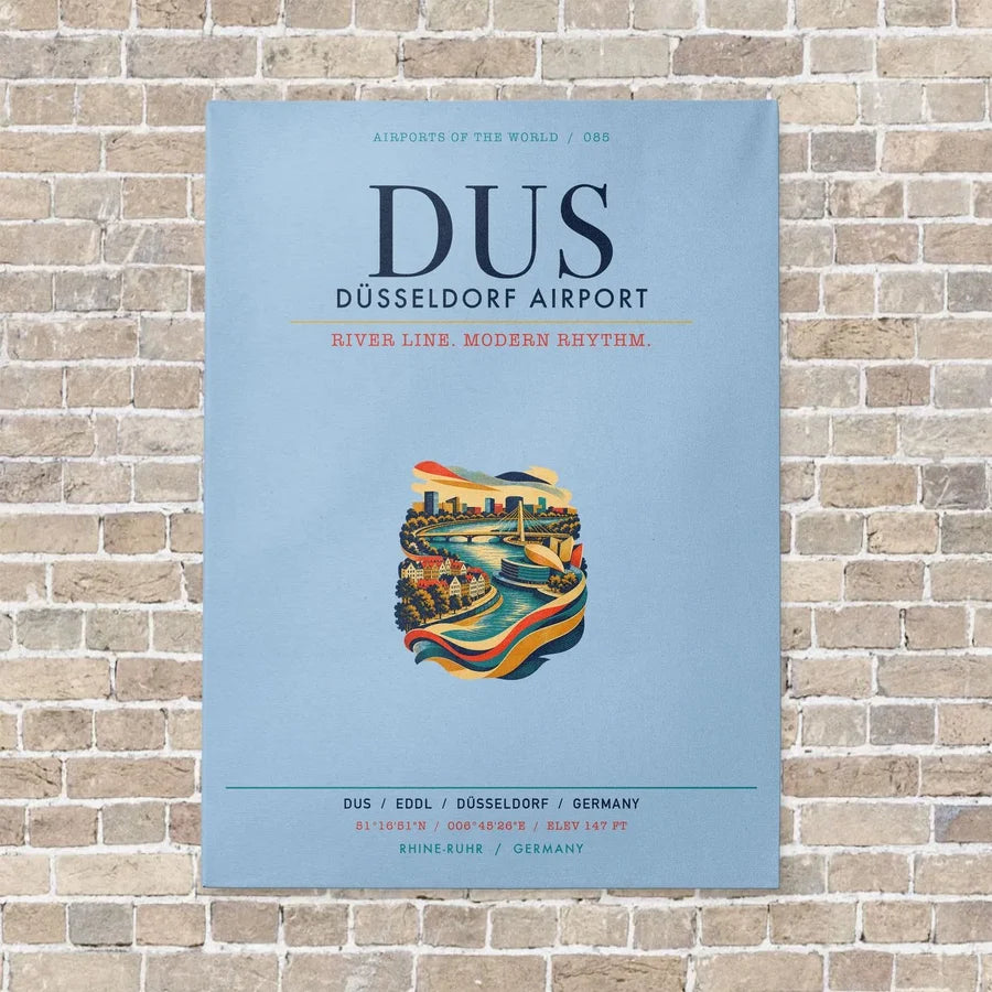 Düsseldorf Airport DUS vertical canvas print - no frame - light blue background