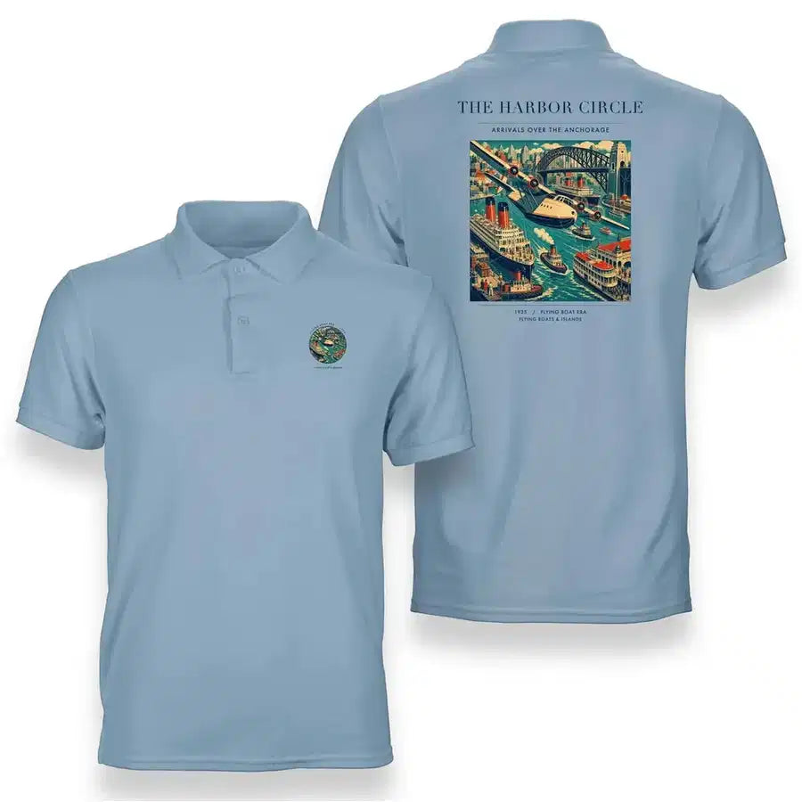 VINTAGE G4059 - The Harbor Circle - Double-Side Polo T-Shirt design on lightblue