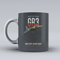 Thumbnail for Hawker Siddeley Harrier GR3 design on gray ceramic mug, double-side print