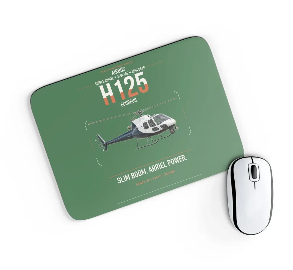 Airbus H125 design on green rectangle mouse pad