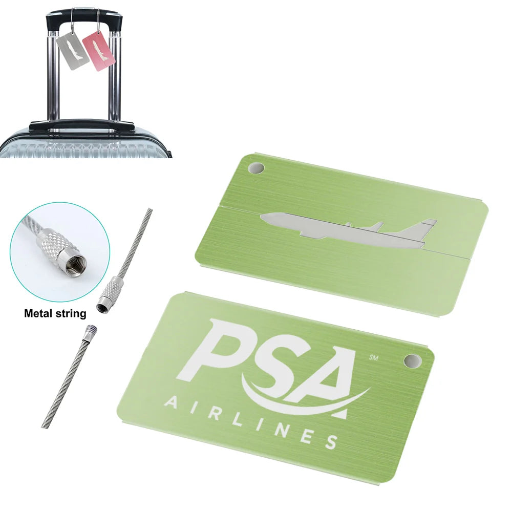 PSA Airlines Aluminum Airplane Luggage tag in green