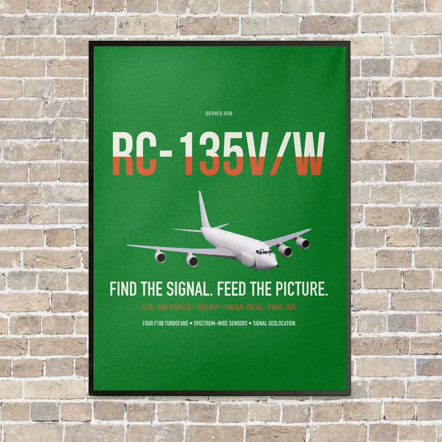 RC-135V W Rivet Joint vertical canvas print - framed - green background