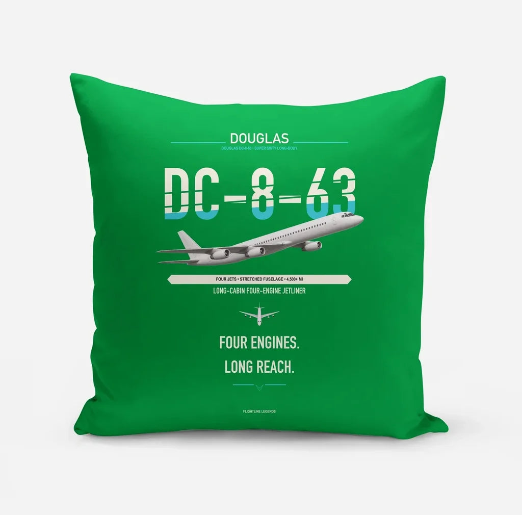 Douglas DC-8-63 design on green pillow