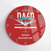 Thumbnail for Diamond DA40 design on red no frame wall clock