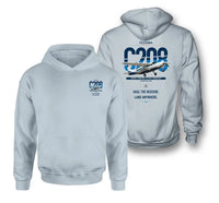 Thumbnail for Cessna 208 Caravan design on light blue double-side hoodie, double-side print