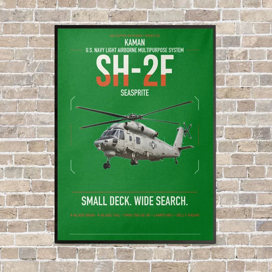 Kaman SH-2F Seasprite vertical canvas print - framed - green background