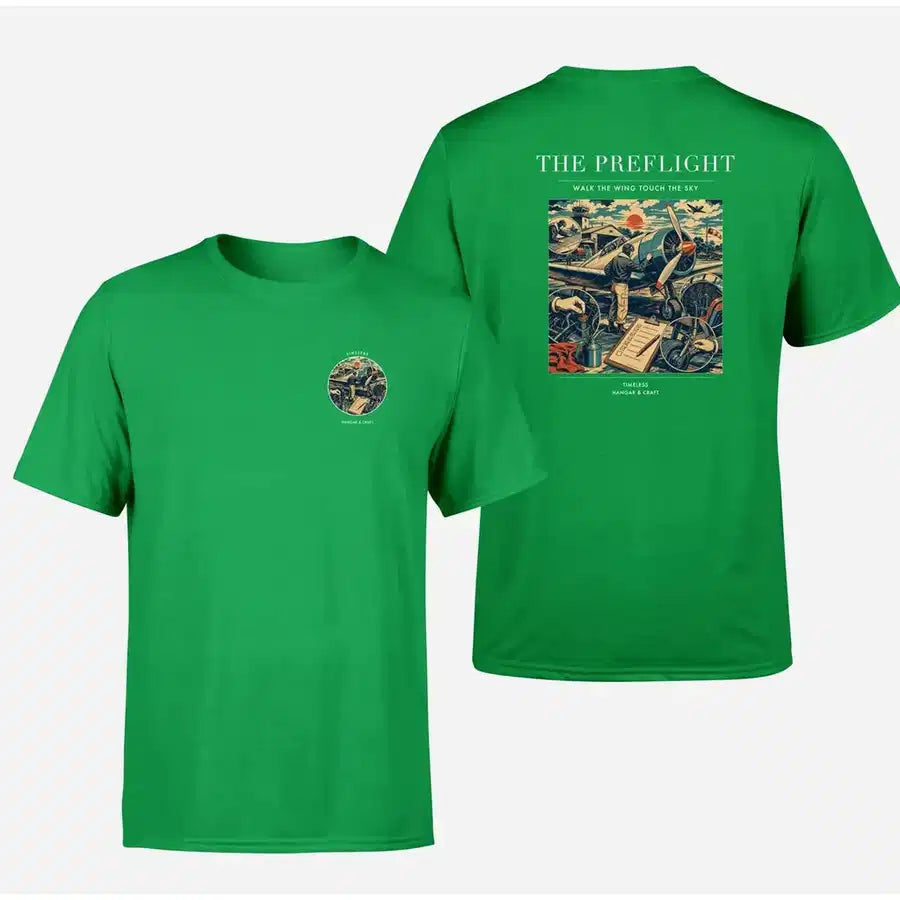 VINTAGE G4138 - The Preflight - Double-Side T-Shirt design on green double side