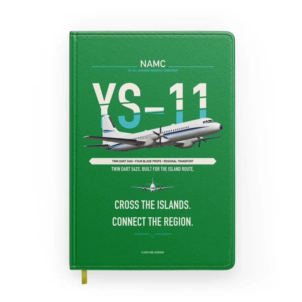 NAMC YS-11A design on green notebook