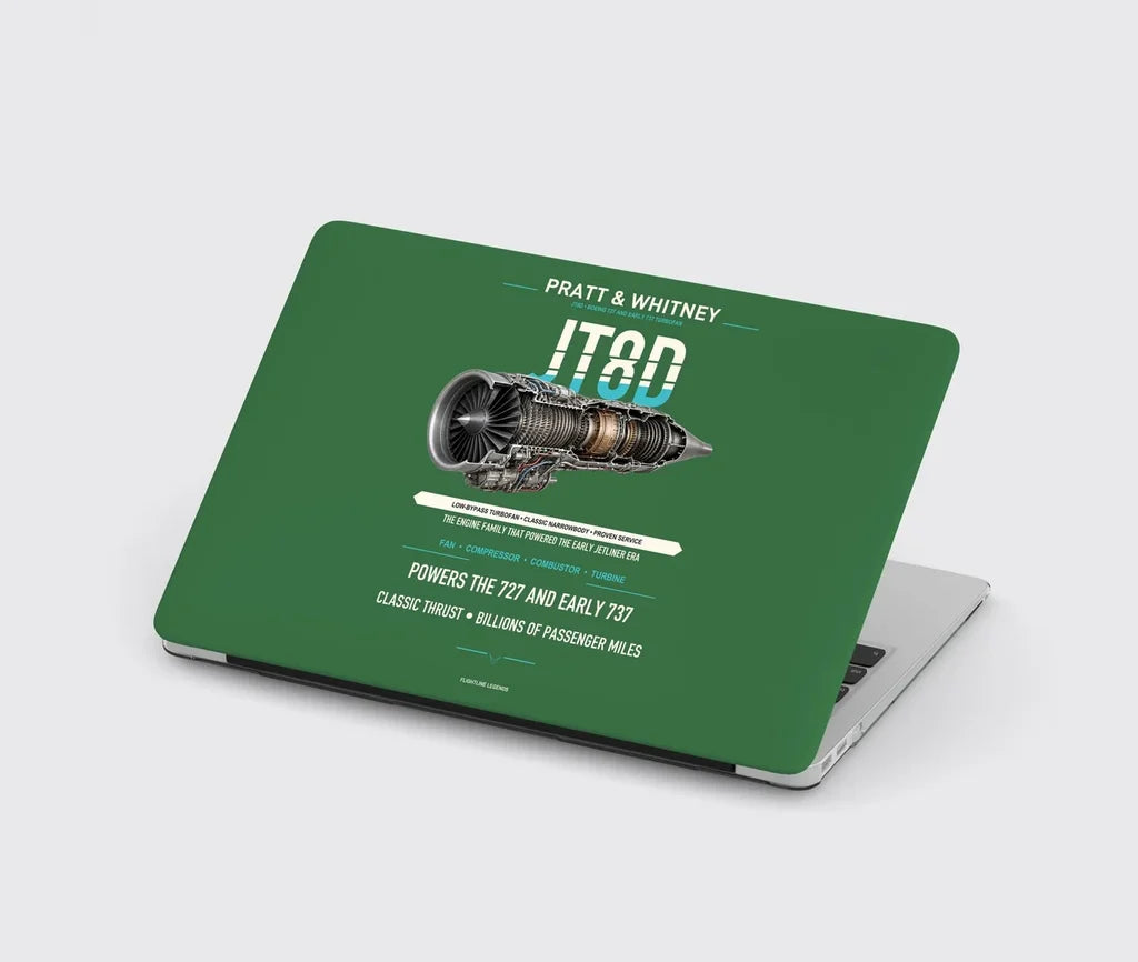 JT8D design on green MacBook case