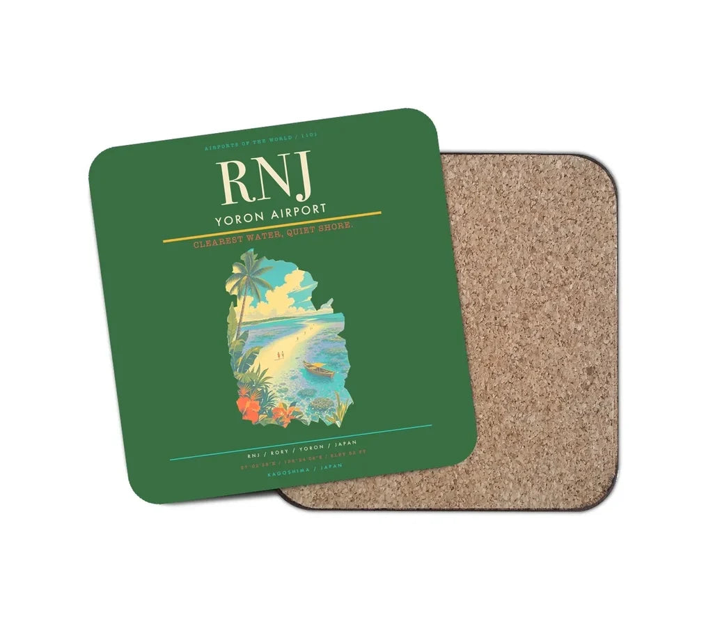 Yoron Airport (RNJ) design on green 1 piece coaster