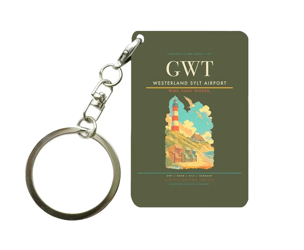 Westerland Sylt Airport (GWT) design on green army key chain