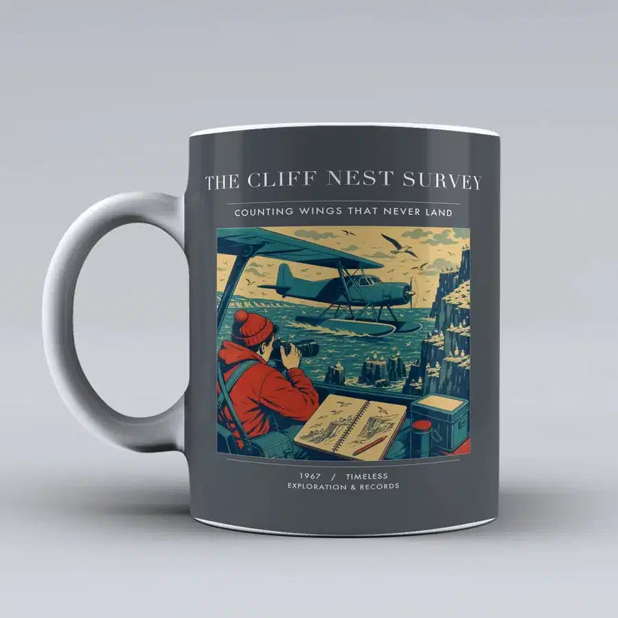 VINTAGE G4363 - The Cliff Nest Survey - Ceramic Mug design on gray