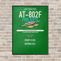 Thumbnail for Air Tractor AT-802F Fire Boss vertical canvas print - framed - green background