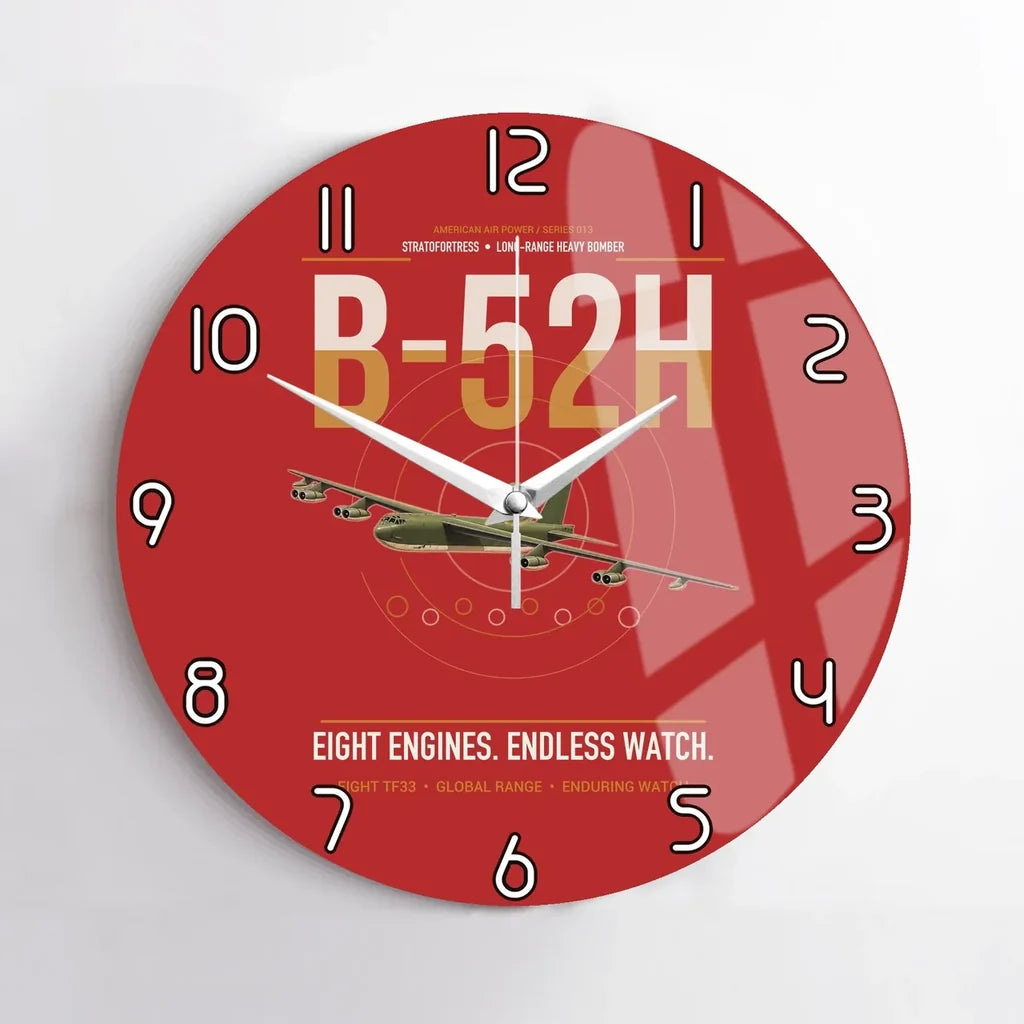 B-52H Stratofortress design on red no frame wall clock