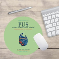 Thumbnail for Gimhae International Airport Busan (PUS) design on light green round mouse pad
