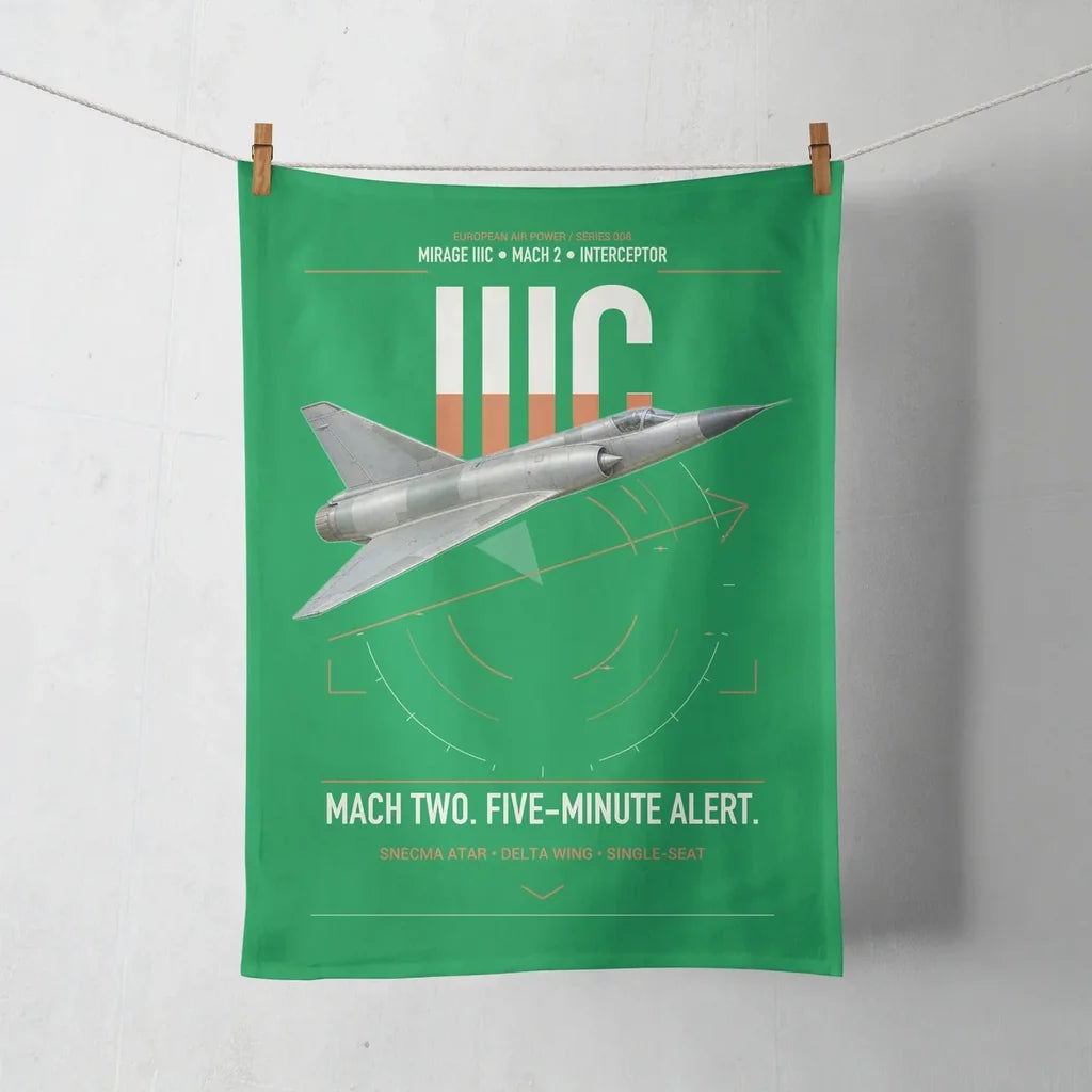 Dassault Mirage IIIC design on green towel