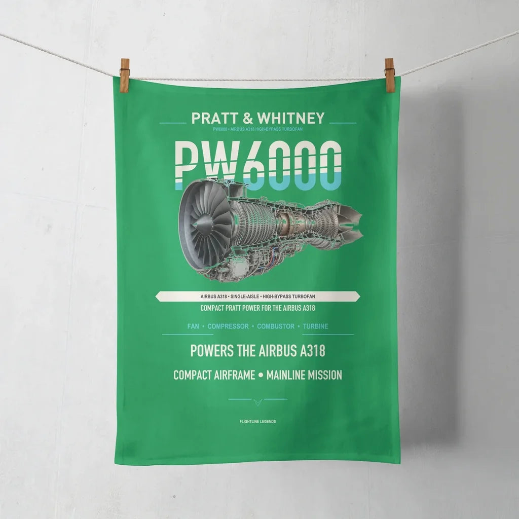 PW6000 design on green towel