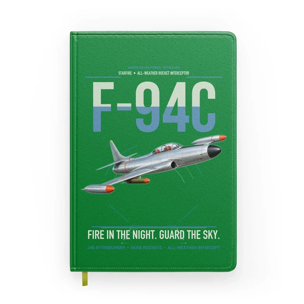 F-94C Starfire design on green notebook