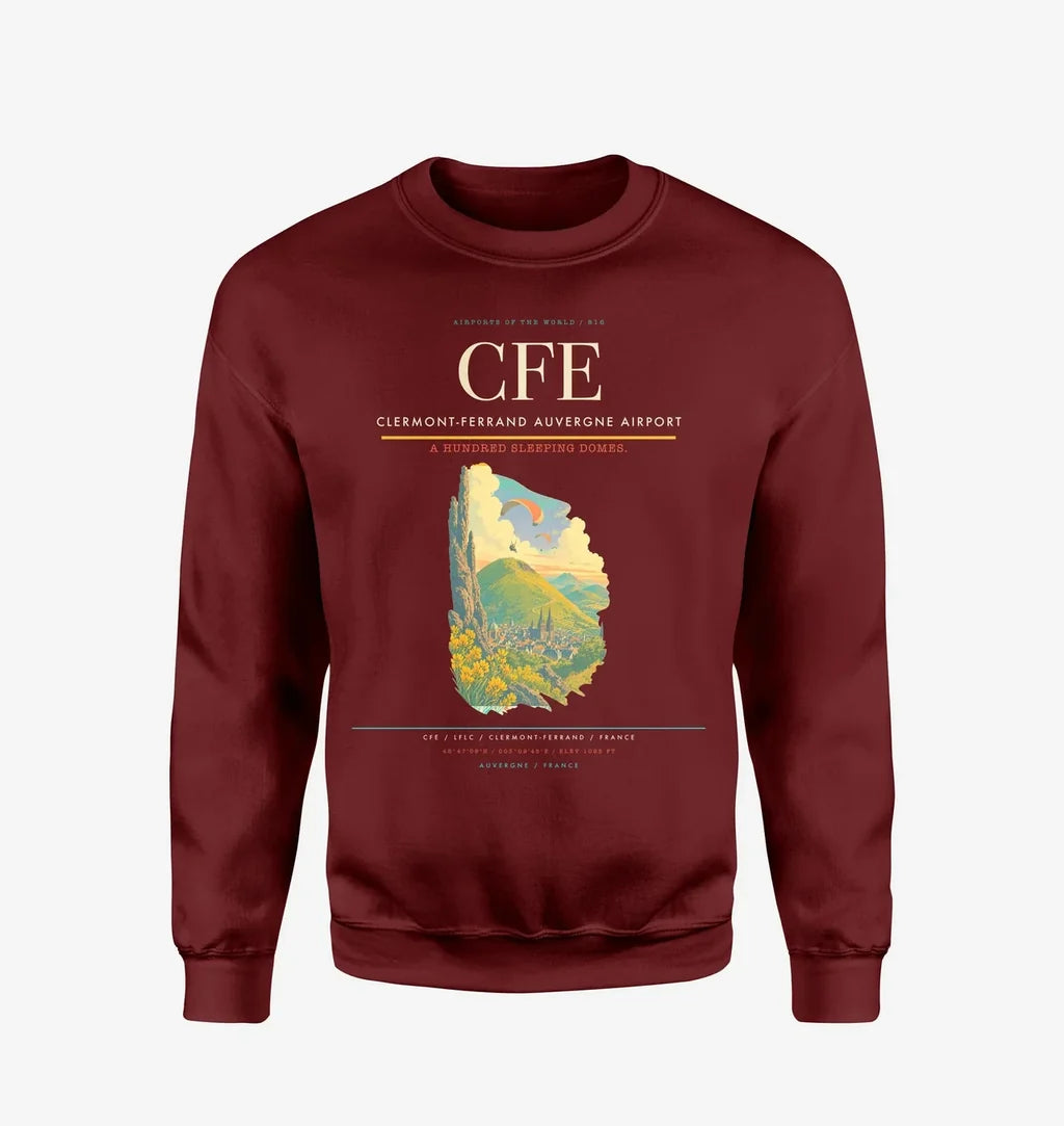 Clermont-Ferrand Auvergne Airport CFE Sweatshirt - Wine Red