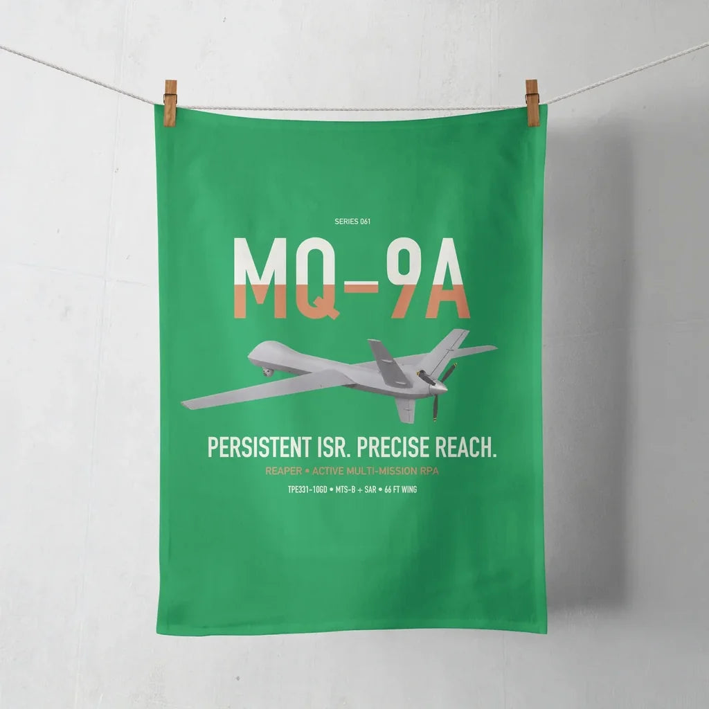 MQ-9A Reaper design on green towel
