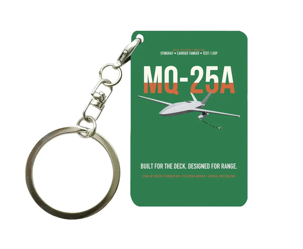 MQ-25A STINGRAY design on green designed key chain, double-side print