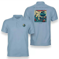 Thumbnail for VINTAGE G4462 - The Simulator's First Sweat - Double-Side Polo T-Shirt design on lightblue