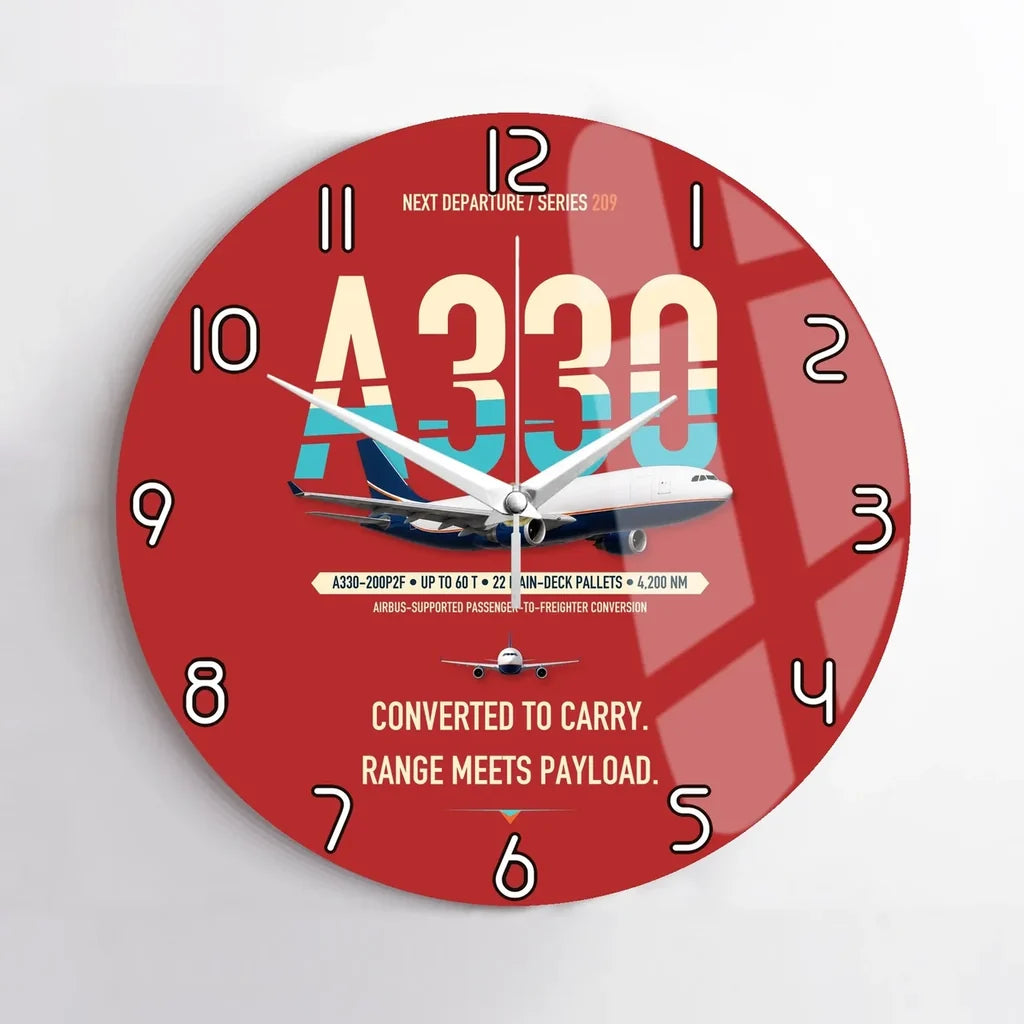 Airbus A330-200P2F design on red no frame wall clock