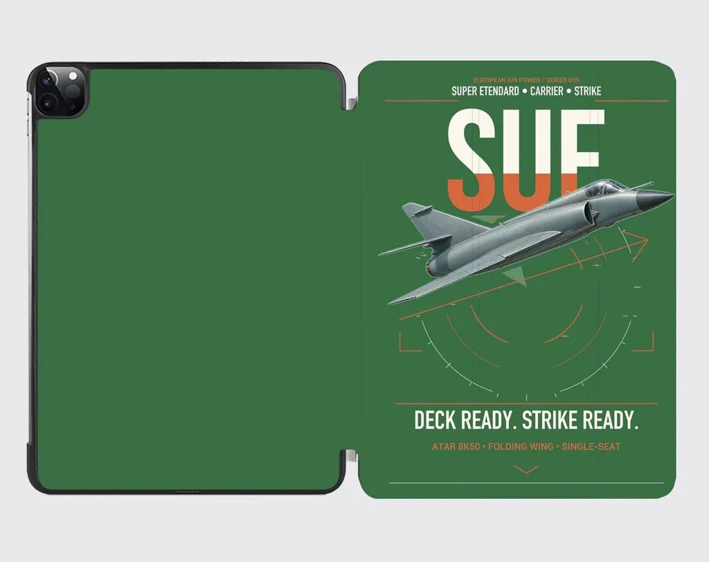 Dassault Super Étendard design on green ipad tablet case