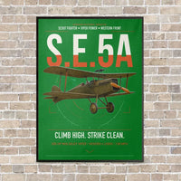 Thumbnail for Royal Aircraft Factory S.E.5a vertical canvas print - framed - green background