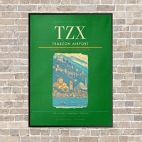 Thumbnail for Trabzon Airport TZX vertical canvas print - framed - green background